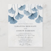 Papier Budget Blue Ginkgo Faire-part de mariage (Devant)