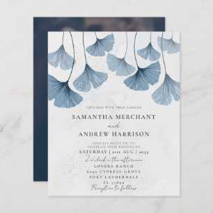 Papier Budget Blue Ginkgo Faire-part de mariage