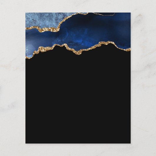 Papier Budget Blue Gold Agate 50e anniversaire Invitation (Dos)