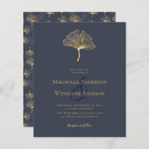 Papier Budget Blue Gold Foil Élégante invitation de maria