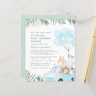 Papier Budget Blue Gold Safari Drive By Boy Baby shower