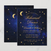 Papier Budget Blue Gold Stars Répétition Dîner Invitation (Devant / Derrière)