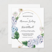 Papier Budget Blue Hydrangea Faire-part de mariage (Devant / Derrière)
