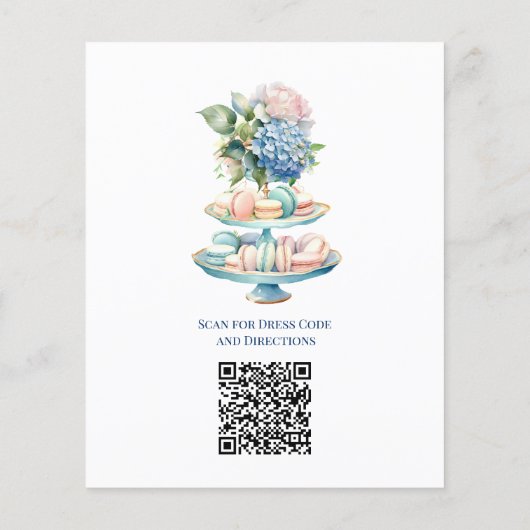 Papier Budget Blue Hydrangea Fête des mariées Tea QR code (Dos)