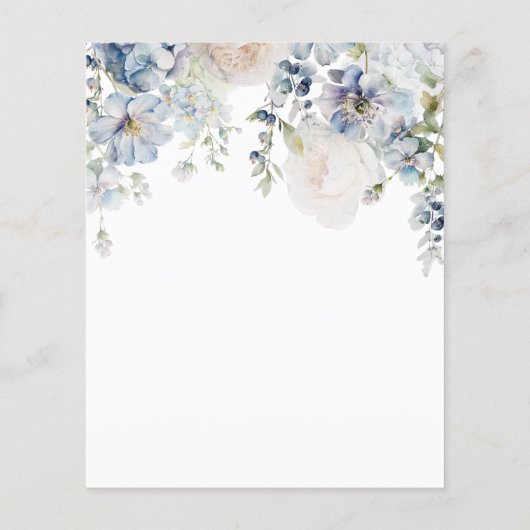 Papier BUDGET Blue Hydrangea & Rose Baptême Invitation (Dos)