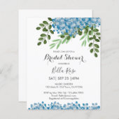 Papier Budget Blue Hydrangeas nuptiale douche Invitation (Devant / Derrière)