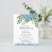 Papier Budget Blue Hydrangeas nuptiale douche Invitation (Debout devant)