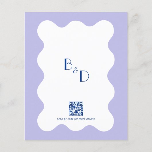 Papier BUDGET Blue Lavender Wave Monogramme QR Code Maria (Dos)