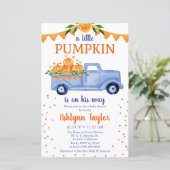 Papier Budget Blue Little Citrouille Baby shower Invitati (Debout devant)