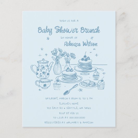 Papier Budget Blue Main Dray Boy Baby shower Brunch (Devant)