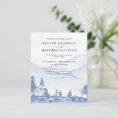 Papier Budget Blue Mountain Watercolor Faire-part de mari (Debout devant)