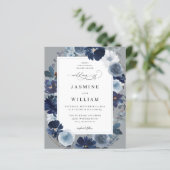 Papier Budget Blue & Navy Floral sur Mariage gris (Debout devant)