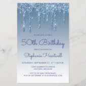 Papier Budget Blue Parties scintillant Drip 50th Birthday (Devant)