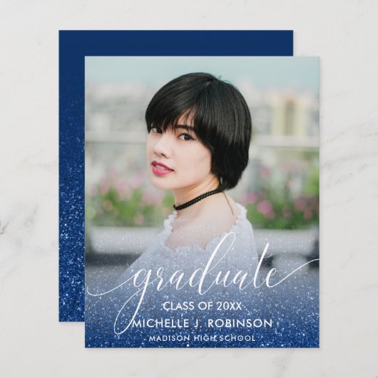 Papier BUDGET BLUE Parties scintillant Ombre Girly Photo  (Devant / Derrière)