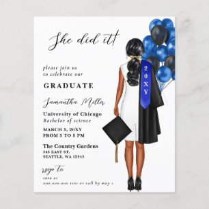 Papier Budget Blue Photo Elle L'A Fait Graduation