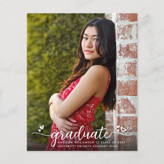 Papier Budget Blue Photo Graduation Script Invitation (Devant)