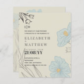 Papier BUDGET Blue Poppy Magnolia Faire-part de mariage (Devant / Derrière)