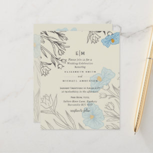 Papier BUDGET Blue Poppy Magnolia Faire-part de mariage