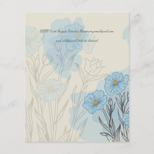Papier BUDGET Blue Poppy Magnolia Faire-part de mariage (Dos)