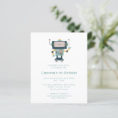 Papier Budget Blue Robot Simple 1er anniversaire Invitati (Debout devant)