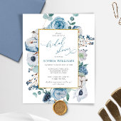 Papier Budget Blue Rose Fleurs nuptiale Douche Invitation