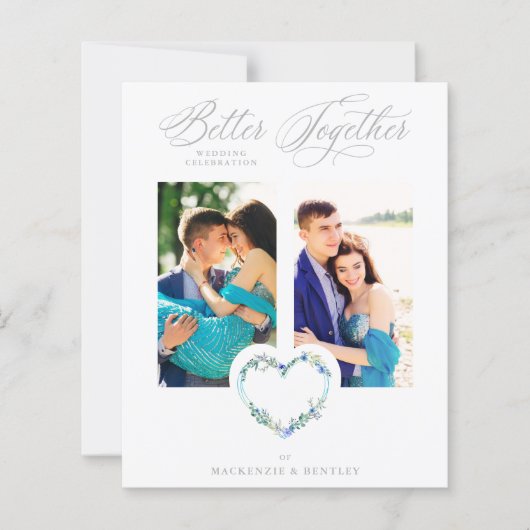 Papier Budget Blue Shades Grey Floral Heart 2 Photos  (Devant)