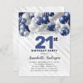 Papier Budget Blue Silver Balloon Parties scintillant 21e (Devant / Derrière)