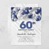 Papier Budget Blue Silver Balloon Parties scintillant 60e (Devant / Derrière)