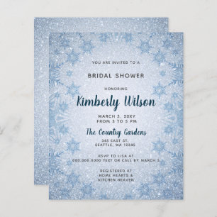 Papier Budget Blue Snowflakes Invitation à la douche nupt