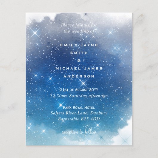 Papier Budget Blue Starry Nights Twinkétoiles Mariage (Devant)