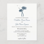 Papier Budget Blue Tropical Palm Tree Invitations de mari (Devant)
