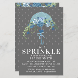 Papier Budget Blue Umbrella Boy Baby shower Invitation