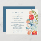 Papier Budget Blue Watercolor Florals Boho Wedding Invita (Devant / Derrière)