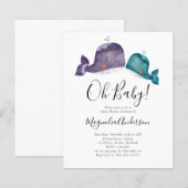 Papier BUDGET Blue Whale Oh Baby shower Invitation (Devant / Derrière)