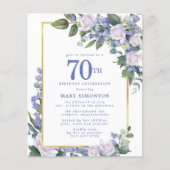Papier Budget Blue White Floral Invitation 70e anniversai (Devant)