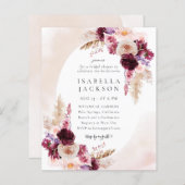 Papier Budget Blush Boho Floral Bridal Shower Invitation (Devant / Derrière)
