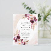 Papier Budget Blush Boho Floral Bridal Shower Invitation (Debout devant)