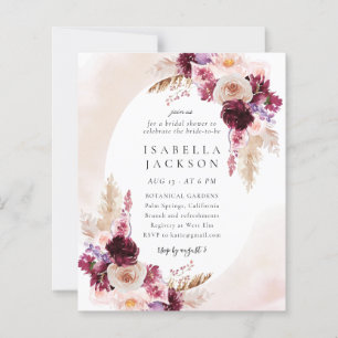 Papier Budget Blush Boho Floral Bridal Shower Invitation