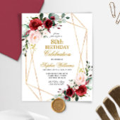 Papier Budget Blush & Bourgogne Invitation du 80e anniver