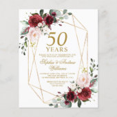 Papier Budget Blush & Bourgogne Mariage Anniversaire Invi (Devant)