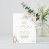 Papier Budget Blush & Eucalyptus Faire-part de mariage (Debout devant)
