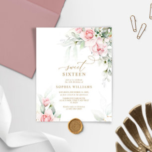 Papier Budget Blush & Eucalyptus Sweet 16 Invitation