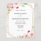 Papier Budget Blush Floral Faire-part de mariage géométri (Devant)