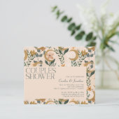 Papier Budget Blush Floral Moon Couples Invitation de dou (Debout devant)