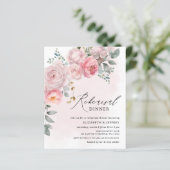 Papier Budget Blush Floral Répétition Dîner Invitations (Debout devant)