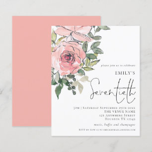 Papier Budget Blush Florals Invitation de soixante-dixièm