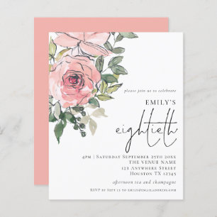Papier Budget Blush Florals Invitation du 80e parti