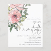 Papier Budget Blush Florals Ninetieth Party Invitation (Devant)