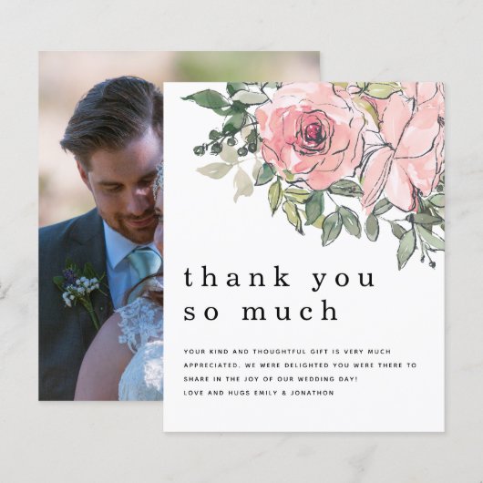 Papier Budget Blush Florals Nouveau photo Merci (Devant / Derrière)