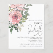 Papier Budget Blush Florals Soixantième anniversaire Invi (Devant)